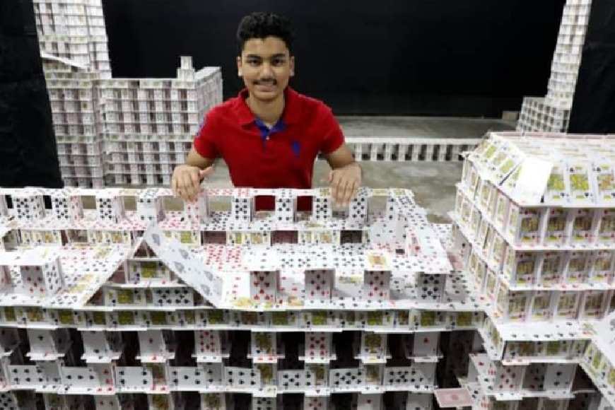 Kolkata boy creates Guinness Records by building castles of cards